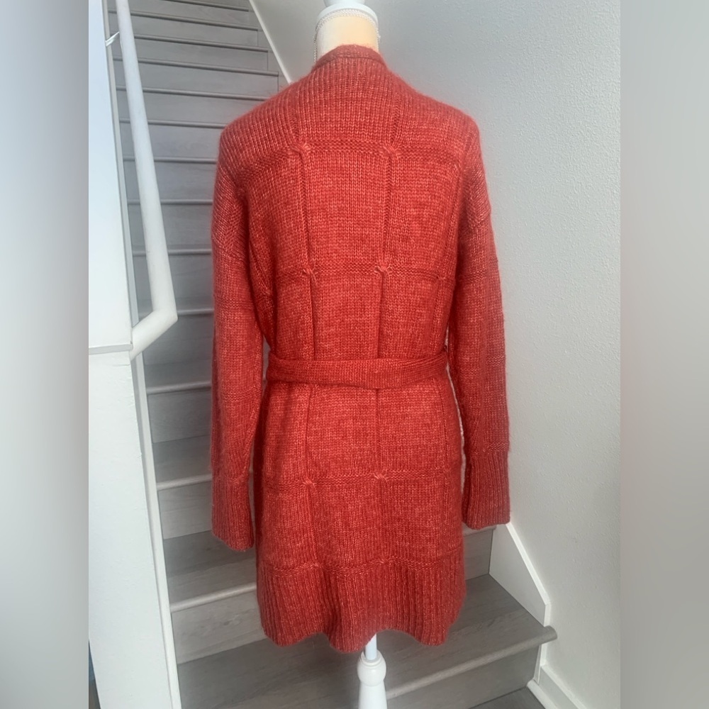 A New Day Rust Orange Knit Cardigan with Belt Sweater - Picture 3 of 7